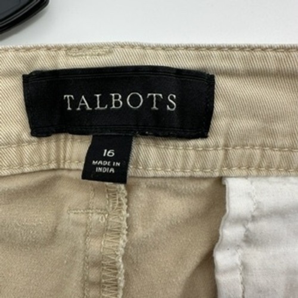 Talbots Womens 16 Straight Leg Ankle Pants Khaki Casual Zip Hem - Picture 8 of 13